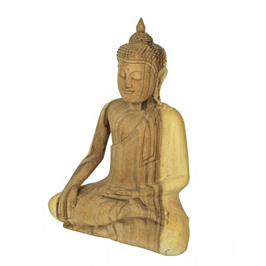 13 Inch Wooden Hand Carved Sitting Buddha Sculpture Zen Home Decor Meditation